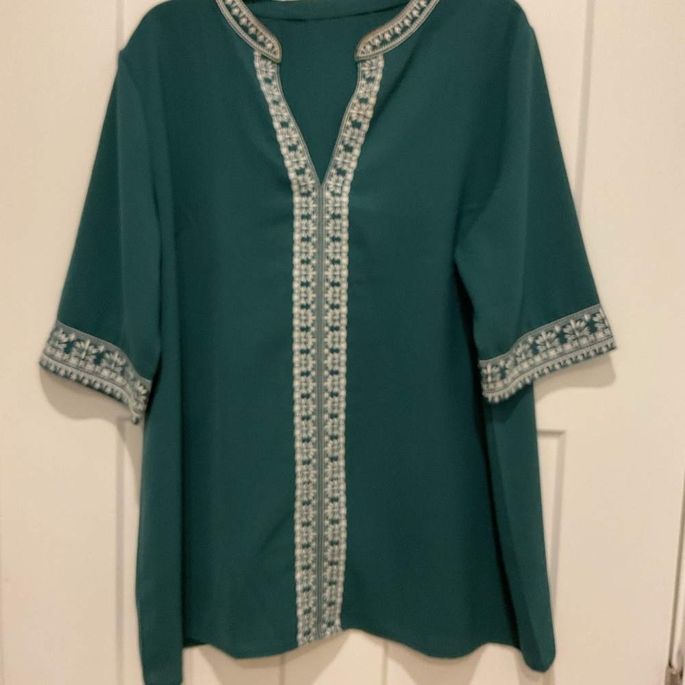 Embroidered Dark Green Women's Top